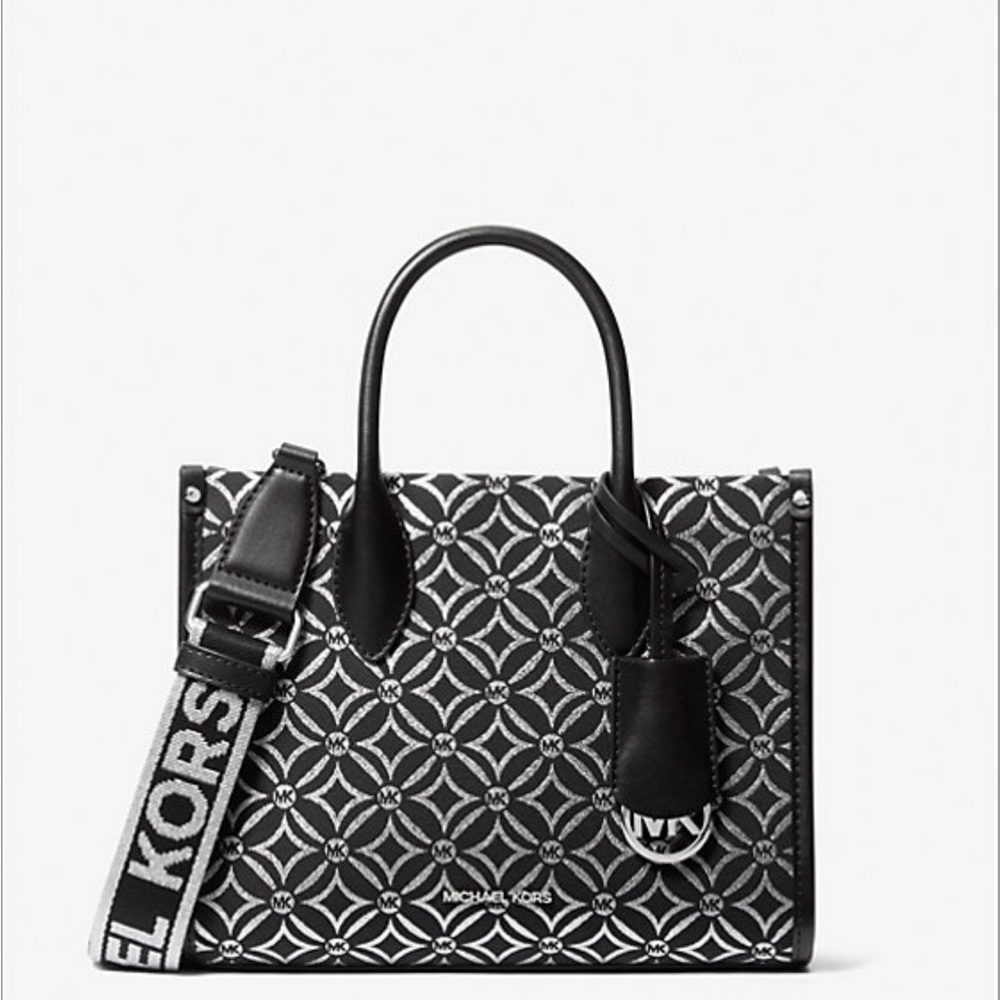 NWOT Mirella Small Metallic Logo Jacquard Crossbody Bag Michael Kors